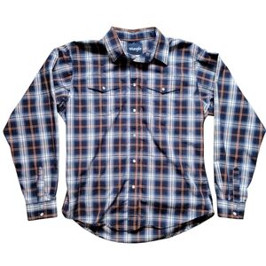 Wrangler Blue Plaid Cotton Long-sleeve Pearl Snap Shirt Boy's Size XXL/18-20